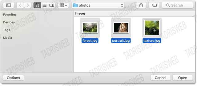 باز کردن تصاویر در لایه های جداگانه