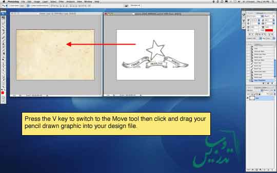 نقاشی با مداد و یا خود نویس در طراحی وب با فتوشاپ